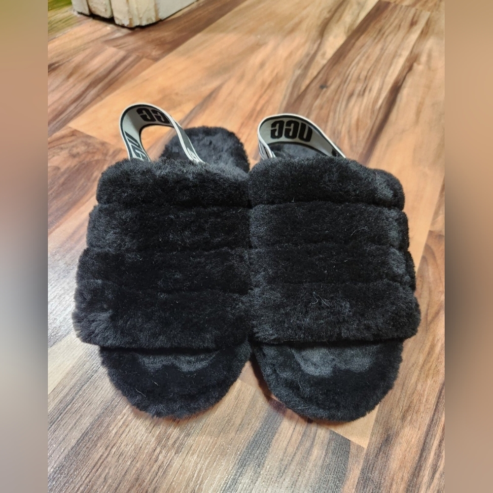 UGG Women's Plush Black Slippers